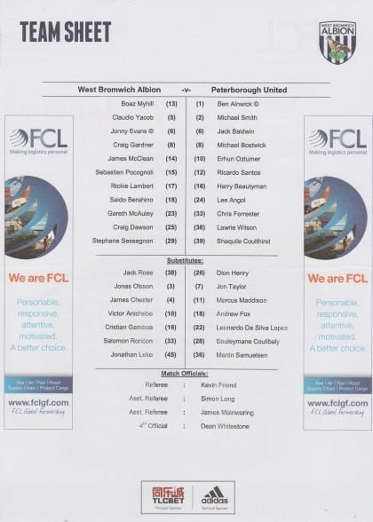 West Bromwich Albion v Peterborough United 30-Jan-2016