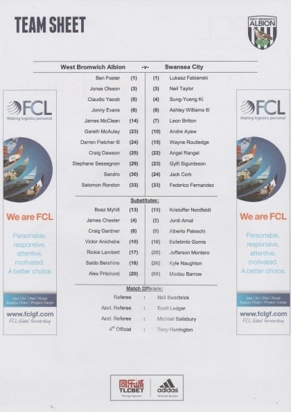 West Bromwich Albion v Swansea City  02-Feb-2016