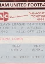 West Ham United v Arsenal 14-Mar-1992