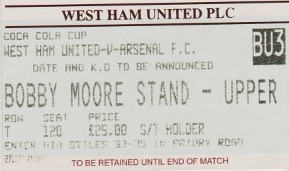 West Ham United v Arsenal 06-Jan-1998