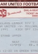 West Ham United v Millwall  24-Feb-1991