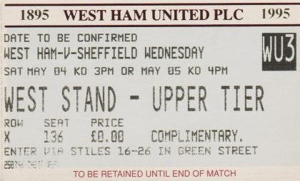 West Ham United v Sheffield Wednesday 05-May-1996