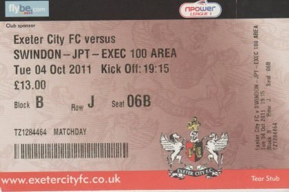 Exeter City v Swindon Town  04-Oct-2011