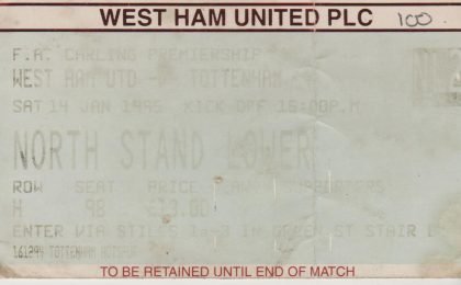 West Ham United v Tottenham Hotspur  14-Jan-1995