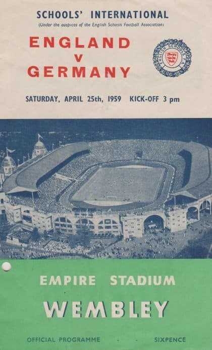 England Schoolboys v Germany Schoolboys 25-Apr-1959
