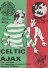 Glasgow Celtic v Ajax Amsterdam 15-Sep-1982