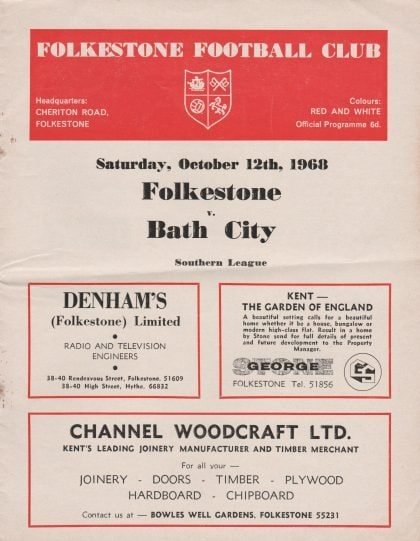 Folkestone Town v Bath City 12-Oct-1968