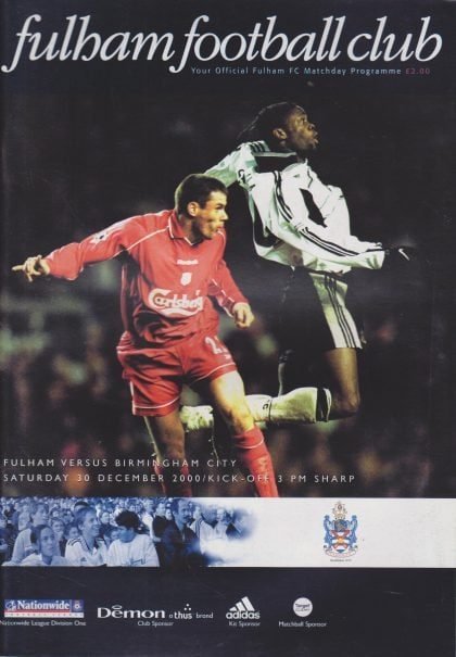 Fulham v Birmingham City 30-Dec-2000