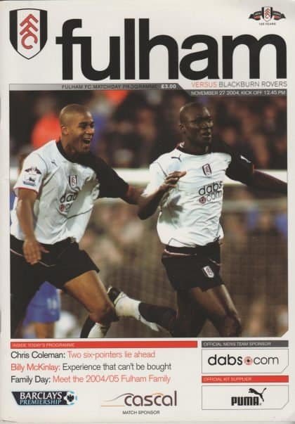 Fulham v Blackburn Rovers 27-Nov-2004