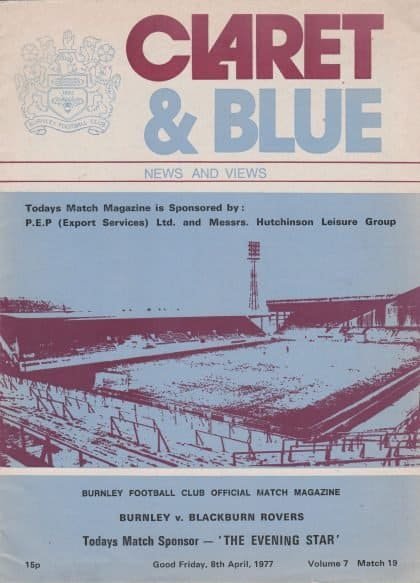 Burnley v Blackburn Rovers 08-Apr-1977