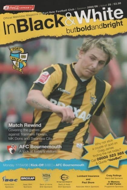 Port Vale v AFC Bournemouth 17-Apr-2006