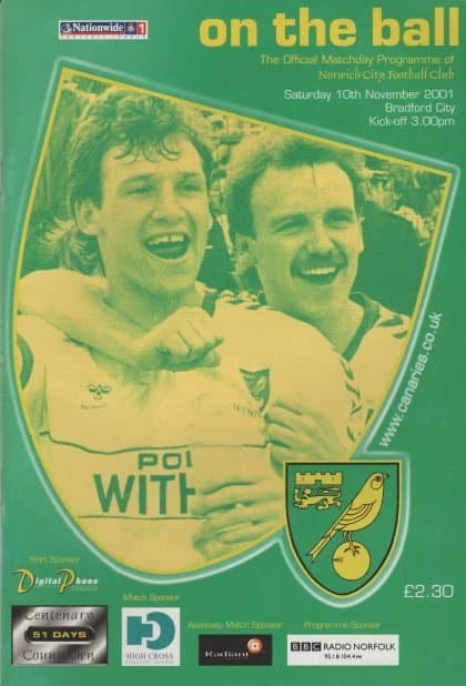 Norwich City v Bradford City 10-Nov-2001