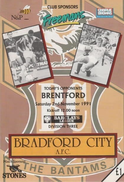 Bradford City v Brentford 02-Nov-1991