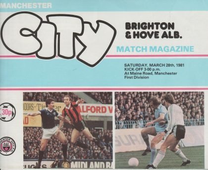 Manchester City v Brighton and Hove Albion  28-Mar-1981