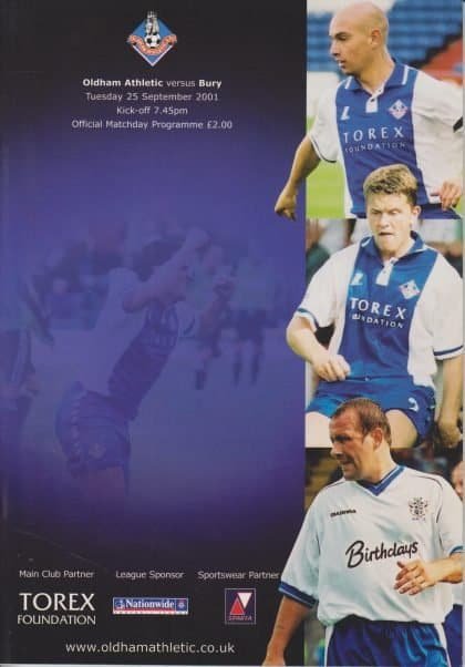 Oldham Athletic v Bury 25-Sep-2001