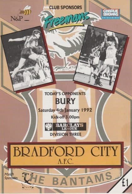 Bradford City v Bury 04-Jan-1992