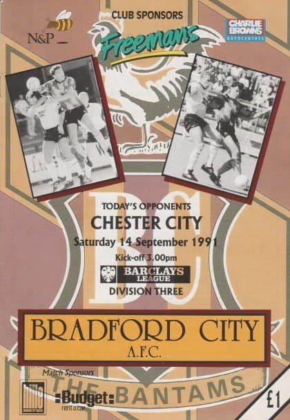 Bradford City v Chester City  14-Sep-1991