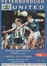 Peterborough United v Crewe Alexandra 16-Mar-1996