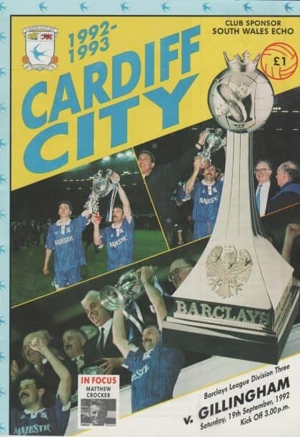 Cardiff City v Gillingham 19-Sep-1992