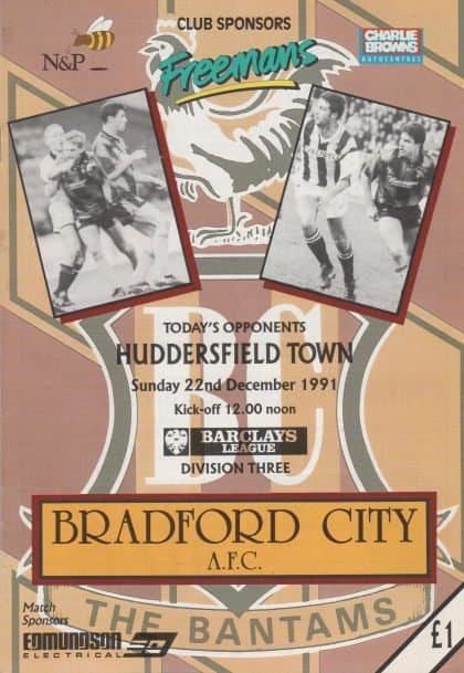 Bradford City v Huddersfield Town  22-Dec-1991