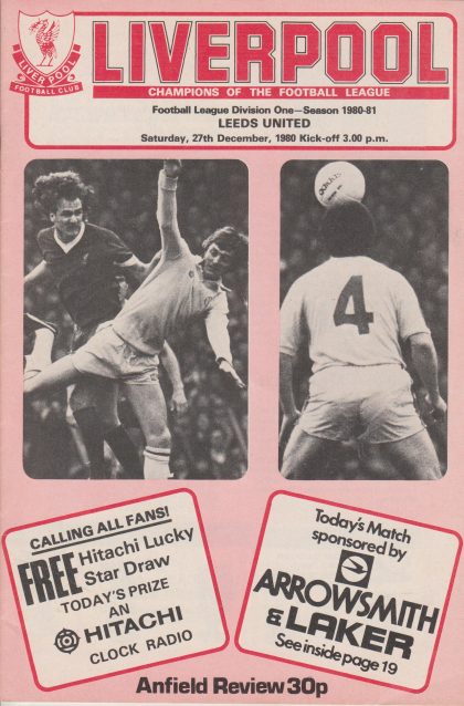 Liverpool v Leeds United 27-Dec-1980
