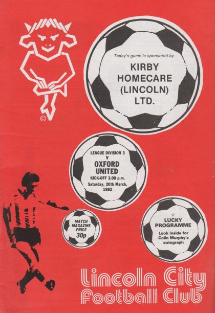 Lincoln City v Oxford United 20-Mar-1982