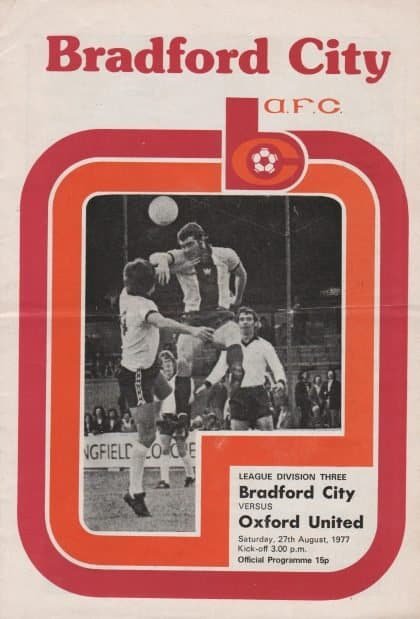 Bradford City v Oxford United 27-Aug-1977