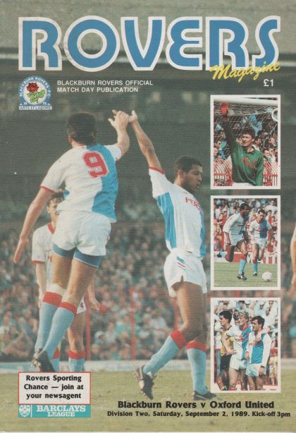 Blackburn Rovers v Oxford United 02-Sep-1989