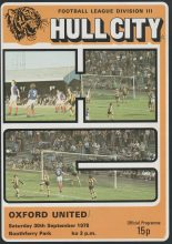 Hull City v Oxford United 30-Sep-1978