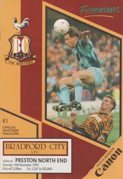 Bradford City v Preston North End   14-Nov-1992