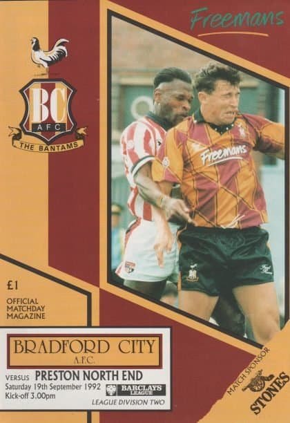 Bradford City v Preston North End   19-Sep-1992