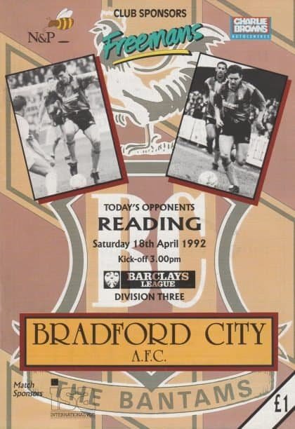 Bradford City v Reading 18-Apr-1992