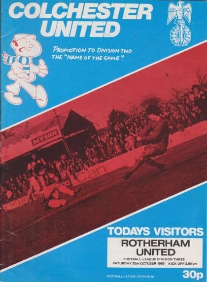 Colchester United v Rotherham United 25-Oct-1980