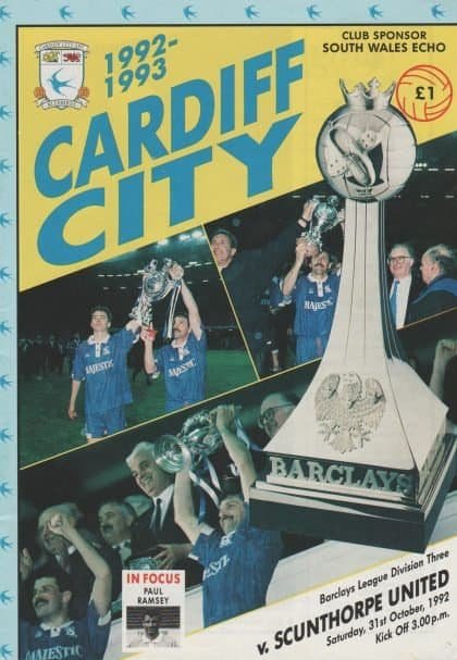 Cardiff City v Scunthorpe United 31-Oct-1992