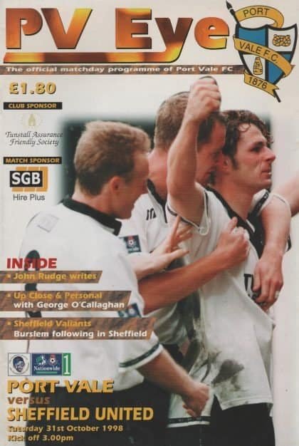 Port Vale v Sheffield United 31-Oct-1998