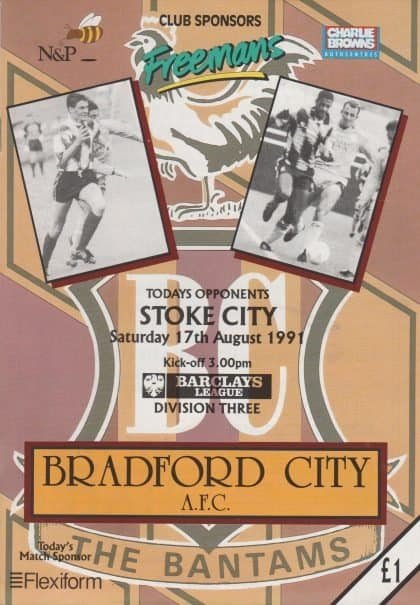 Bradford City v Stoke City 17-Aug-1991
