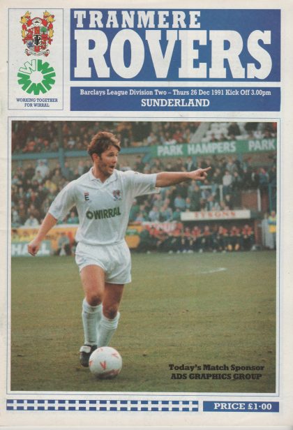 Tranmere Rovers v Sunderland 26-Dec-1991