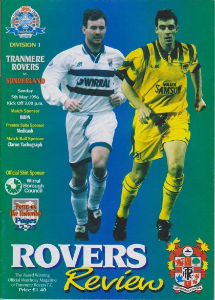 Tranmere Rovers v Sunderland 05-May-1996