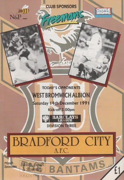 Bradford City v West Bromwich Albion 14-Dec-1991