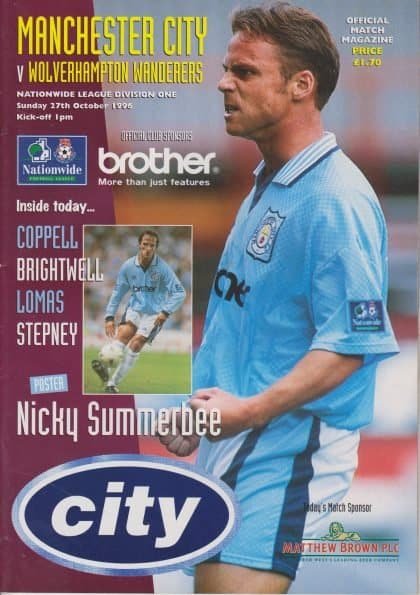 Manchester City v Wolverhampton Wanderers  27-Oct-1996