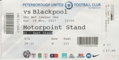 Peterborough United v Blackpool  18-Nov-2017