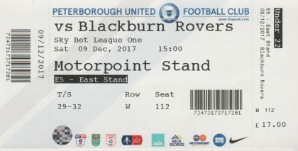 Peterborough United v Blackburn Rovers  09-Dec-2017