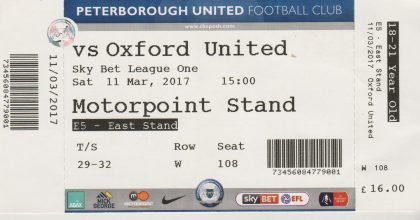 Peterborough United v Oxford United  20-Mar-2017