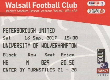Walsall v Peterborough United  16-Sep-2017