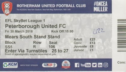 Rotherham United v Peterborough United  30-Oct-2017