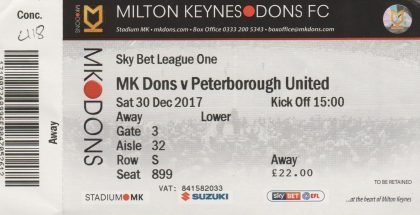 Milton Keynes Dons v Peterborough United  30-Dec-2017