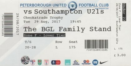 Peterborough United v Southampton U21  29-Aug-2017