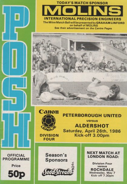 Peterborough United v Aldershot  26-Apr-1986