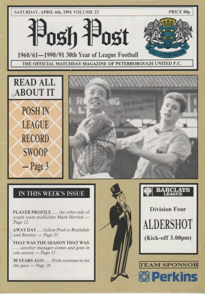 Peterborough United v Aldershot  06-Apr-1991