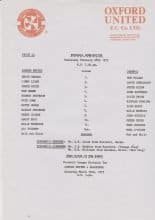Oxford United Reserves v Arsenal Reserves 28-Feb-1973
